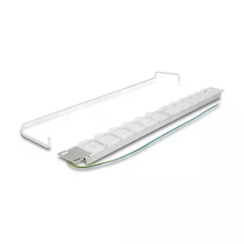 Patch panel 19 cali DELOCK 24-port keystone, porty uchylne, odciążenie, 1U metalowy