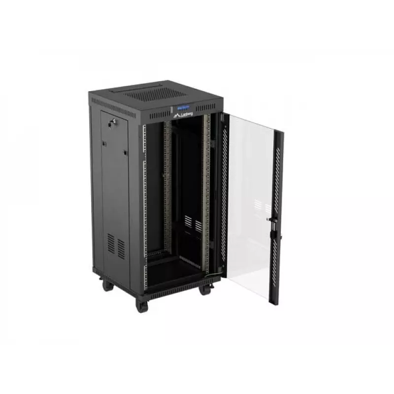 Stojąca szafa rack LANBERG FF01-6624-12BL 24U 19 cali 600×600 mm, IP20, 1200 kg, czarna