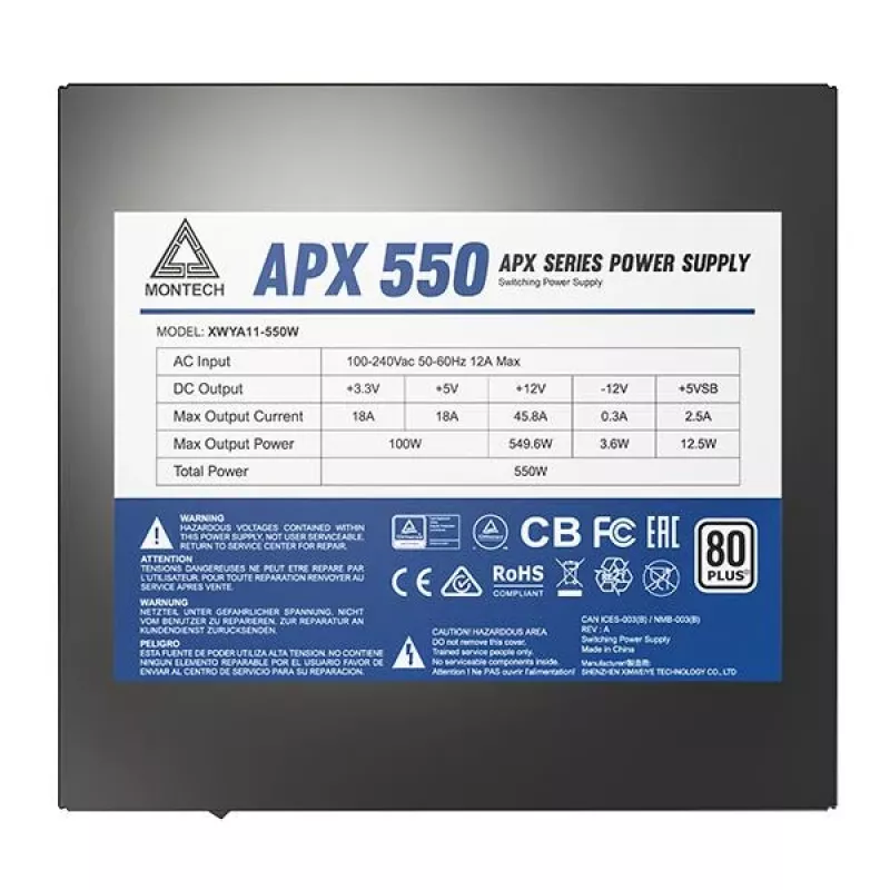 Montech APX550 zasilacz 550 W 20+4 pin ATX ATX Czarny