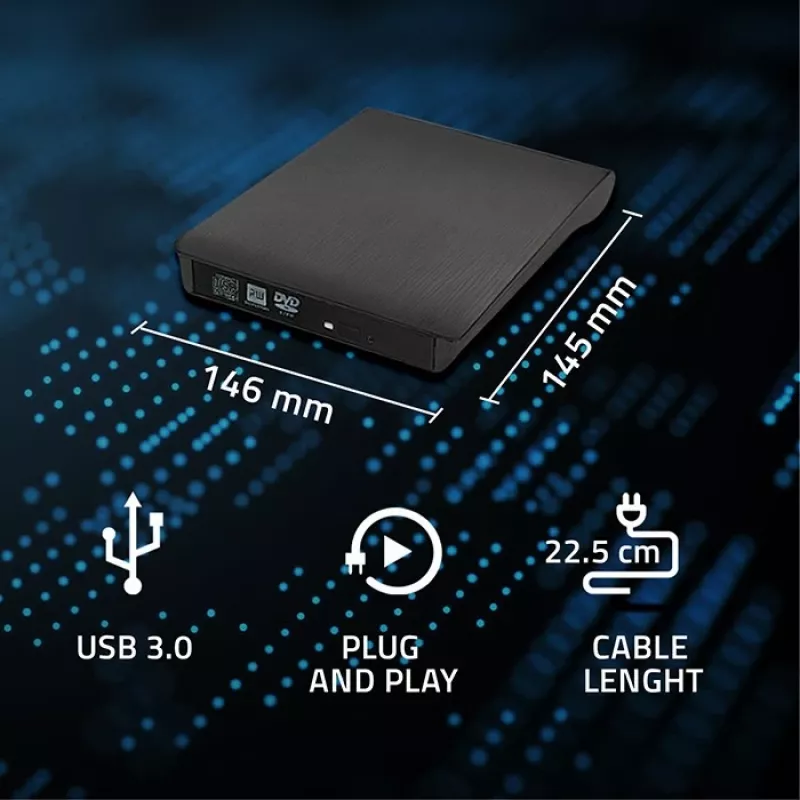Obudowa napędu optycznego CD/DVD SATA, USB 3.0, 9,5 mm