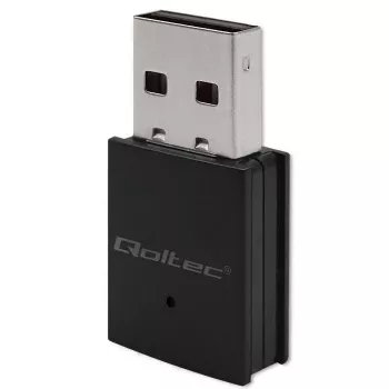 Bezprzewodowy mini adapter USB Wi-Fi QOLTEC 57007 — jednopasmowy 2.4 GHz, do 150 Mbps, antena wewnętrzna