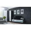 Stolik pod TV Cama Meble VIGO NEW 30/140/40 — 1400×400×300 mm, szary blat, płyta wiórowa, szara rama, białe fronty na wysoki połysk