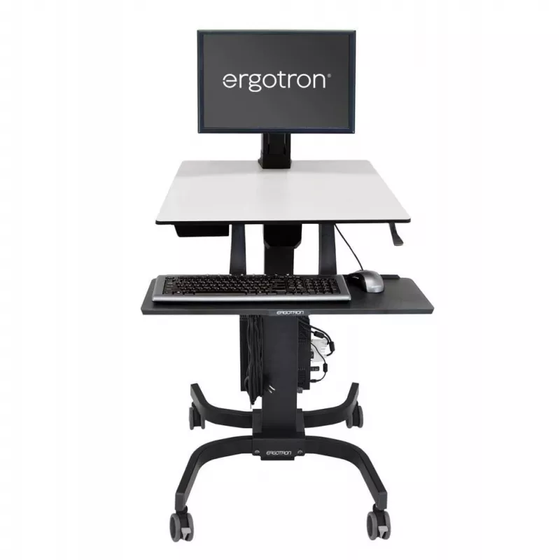 Ergotron WorkFit-C - Jednoosobowa stacja robocza do pracy na siedząco i stojąco - Wózek multimedialny - Czarny - Szary - 7,3 kg - 61 cm (24 cale) - 75 x 75, 100 x 100 mm - 360°