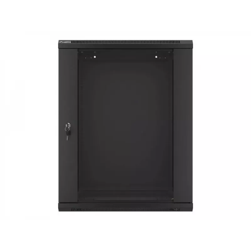 Lanberg naścienna szafa instalacyjna rack 19'' 15U 600x450mm czarna (drzwi szklane)