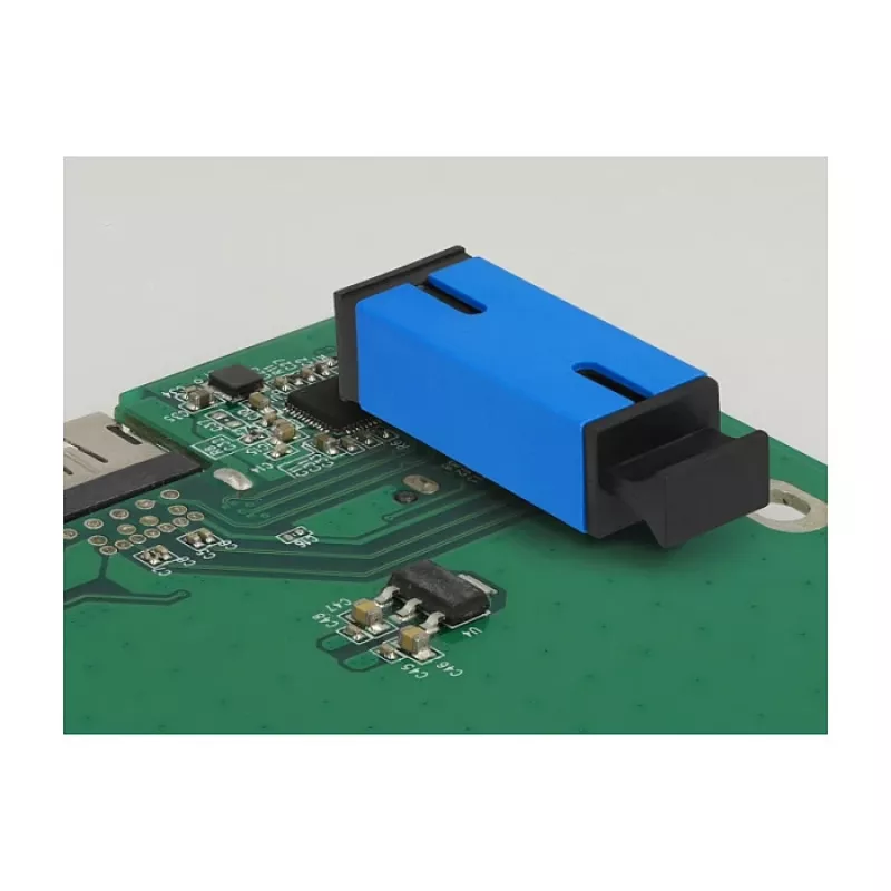 Sprzęgło światłowodowe do montażu PCB, gniazdo SC simplex – gniazdo SC simplex, jednomodowe, niebieskie