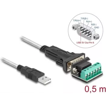 DeLOCK Adapter USB 2.0 Typ-A na szeregowy RS-422/485 męski 6-stykowy blok zacisków 0,5 m