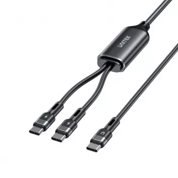 Kabel USB-C 2-w-1 Unitek C14146ABK01 1,8 m, USB-C na USB-C, 100 W PD, czarny