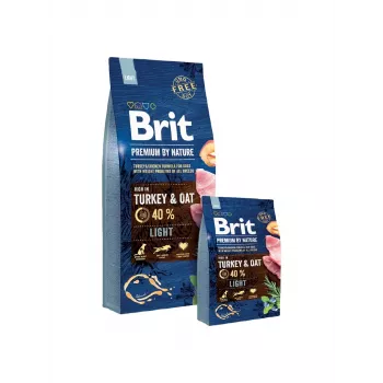 Sucha karma dla psów Brit Premium by Nature Light 15 kg — indyk i jabłko