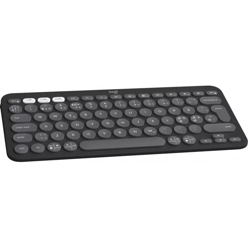 Logitech Pebble Keys 2 K380s - Klawiatura - Bezprzewodowa - Bluetooth LE - QWERTY - Układ nordycki (duński/fiński/norweski/szwedzki) - tonal graphite (920-011879)