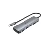 Hub USB Unitek P5+ — 5 portów (4 × USB 3.2 Gen 2 Type-A), host USB 3.2 Gen 1, 5 Gbit/s, 10 W PD, aluminium, szary