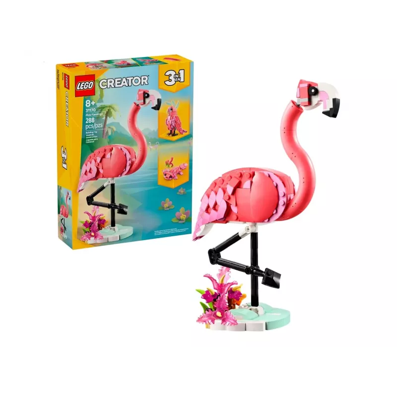 LEGO Creator 3-w-1 Różowy Flaming 31170 zestaw do budowania, 288 elementów, wysokość 230 mm, zalecany wiek 8+