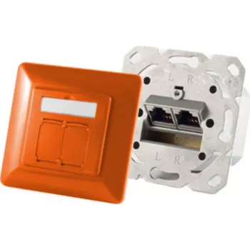 Gniazdo 2 x RJ-45 ShiverPeaks S/CONN 74280-O Cat6a 500 MHz pomarańczowy metal mat
