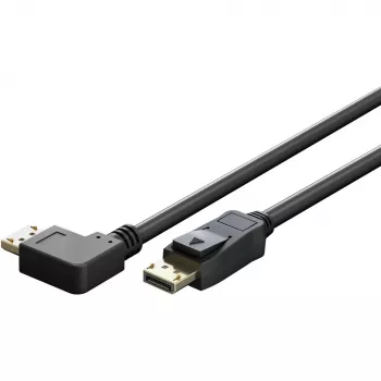 kabel DisplayPort Plug 90° > DisplayPort Plug, 8K / 144Hz (czarny, 2 Meter, 1 Plug 90° bocznie kątowany, 54 Gbit/s, DisplayPort 2.0 / 2.1)