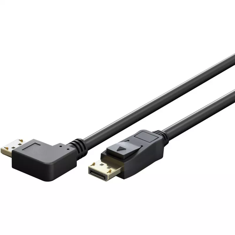 kabel DisplayPort Plug 90° > DisplayPort Plug, 8K / 144Hz (czarny, 2 Meter, 1 Plug 90° bocznie kątowany, 54 Gbit/s, DisplayPort 2.0 / 2.1)