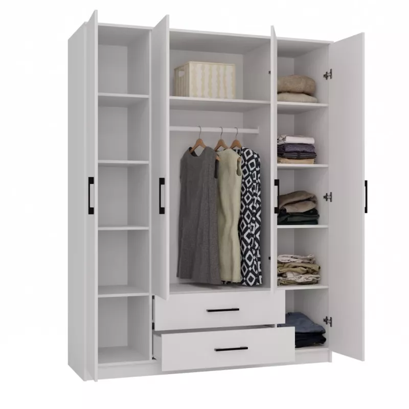 Topeshop ROMANA 160 BIEL KPLB bedroom wardrobe/closet 11 shelves 4 drzwi(s) biały
