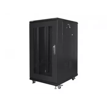 Wolnostojąca szafa rack LANBERG FF01-6822-23B 22U, szyny 19 cali, 1159×600×800 mm, IP20, kółka jezdne, zamek na klucz, czarna