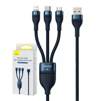 Kabel USB Baseus CASS030003 1,2 m USB A USB C/Micro USB-A/Lightning niebieski