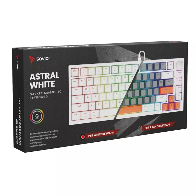 Klawiatura gamingowa Savio ASTRAL WHITE JADE USB QWERTY US International