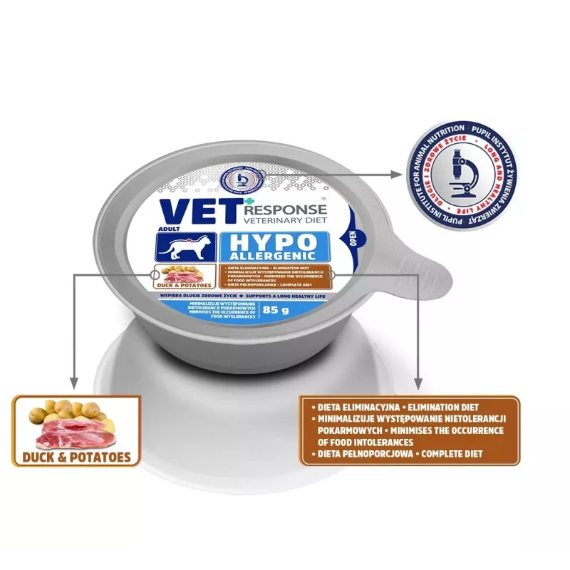 VET RESPONSE Hypoallergiczna Kaczka - mokra karma dla kotów - 85g