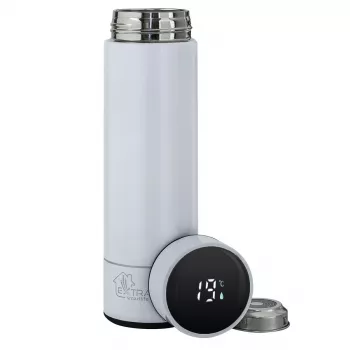 Extralink Smart Travel Mug Biały, Kubek Termiczny z Wyświetlaczem Temperatury