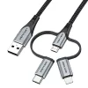 Kabel Vention USB 2.0 A męski do 3-w-1 Micro-B&USB-C&Lightning męski 1M szary stop aluminium typ