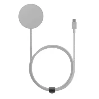 Ładowarka bezprzewodowa stojak native union Snapstand Qi2 Standstone, do użytku wewnątrz pomieszczeń, zasilana przez USB, kabel 1,5 m, jasnoszara