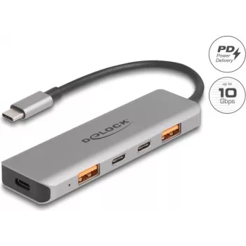 DeLOCK 64302 stacja dokująca do laptopa przewodowa USB 3.2 Gen 2 Type-C szary 95W