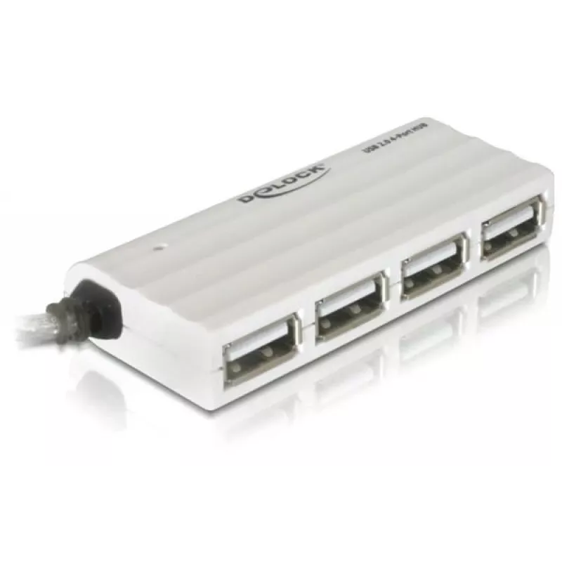 Koncentrator USB DeLOCK 87445 Zewnętrzny 4-portowy 480 Mbit/s Biały