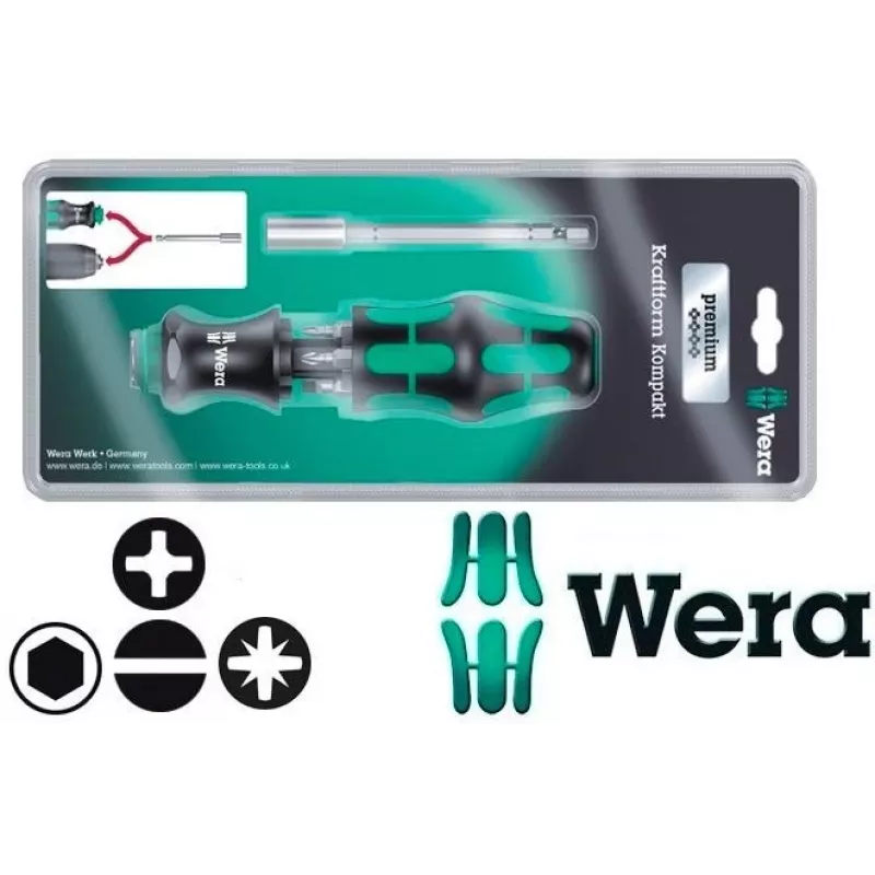 Wera 6-elementowy zestaw wkrętaków KK28 Kraftform kompaktowy z gniazdem na bity