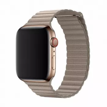 Pasek Leather Loop do Apple Watch 44 mm — Devia Elegant Stone, skórzane zapięcie magnetyczne