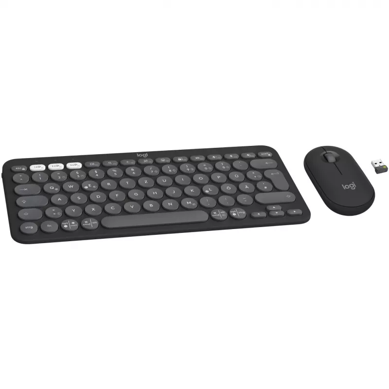 Logitech Pebble 2 Combo Bezprzewodowa Klawiatura i Mysz QWERTZ Niemiecki Grafit