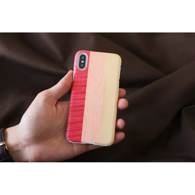 Etui na smartfona man and wood do iPhone X/XS — pink pie biały