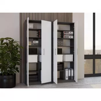 OLIV 2D CLOSED SHELVING UNIT, ANTHRACITE/Biały SET