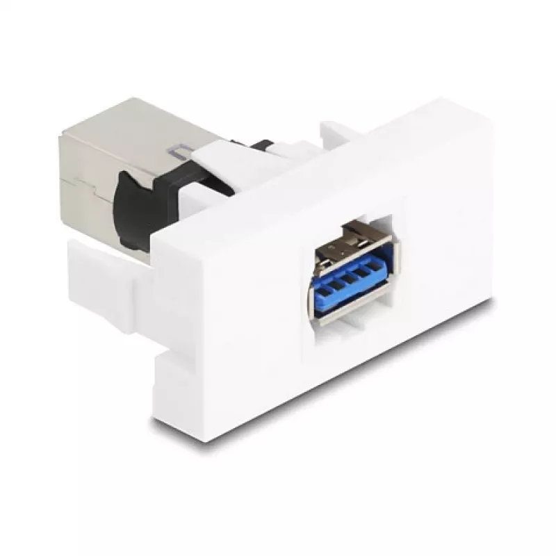 Moduł Keystone DELOCK 90910 — płaski złącze USB A, biały, 45×22,5×42,6 mm