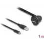 DeLOCK Kabel USB 2.0 USB typu A męski i USB typu C męski na USB typu A żeński zagięty pod kątem 90° i USB typu C żeński zagięty pod kątem 90° 1 m czarny