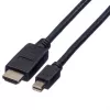 ROLINE - Kabel wideo/audio - DisplayPort / HDMI - 32 AWG - Mini DisplayPort (M) - HDMI, 19-pin (M) - 3 m - ekranowany - czarny (11.04.5792)