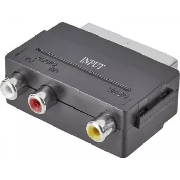 Profesjonalny adapter SpeaKa RCA / SCART [3x gniazdo RCA - 1x wtyk SCART] Czarny (SP-7869904)