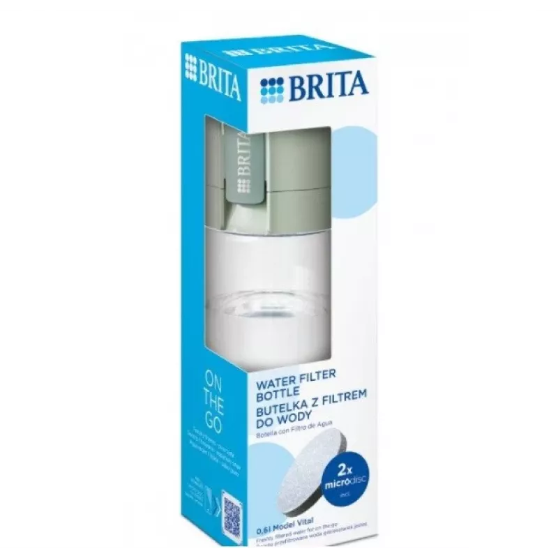 Butelka filtrująca BRITA Vital Pastelowa zieleń 600 ml z 5 dyskami filtracyjnymi MicroDisc (BRITA 1059295)