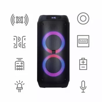 Głośnik przenośny MANTA ATTIS SPK0802 120W, Bluetooth, wejście przewodowe, akumulator, FM, oświetlenie LED