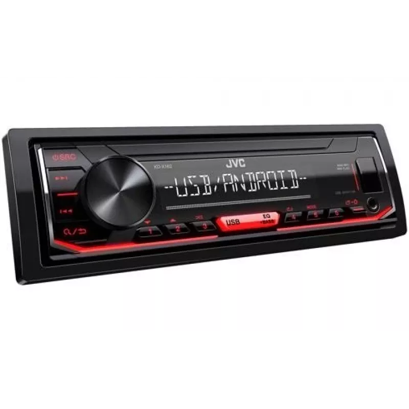 Cyfrowy odtwarzacz multimedialny do samochodu JVC KD-X162 1 DIN, 200 W, 24-bitowy DAC, FLAC/MP3/WAV/WMA, przedni port USB typu A, 3,5 mm, LCD 2-wierszowy, czarny