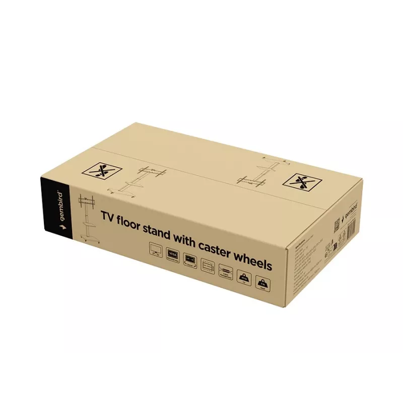 Gembird TVS-75S-02 stojak podłogowy pod telewizor z kółkami, 37 - 75, czarny
