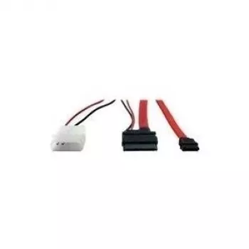 Inter-Tech - Kabel SATA - Slimline SATA na SATA, wewnętrzne zasilanie, 2-pin - 60cm - Czerwony (88885302)