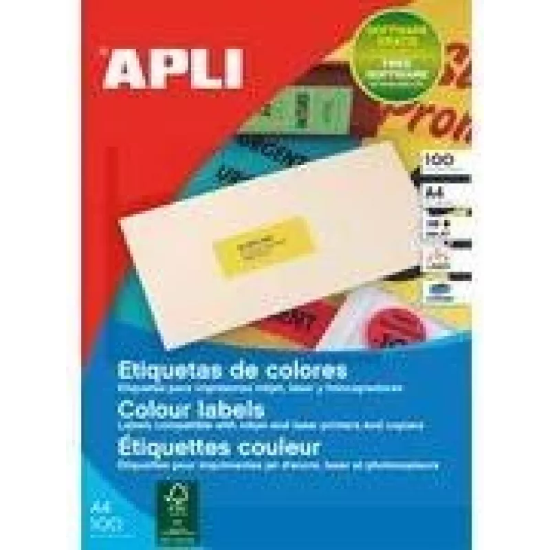 Agipa Kolorowe etykiety uniwersalne 100 A4 70 x 31 żółty