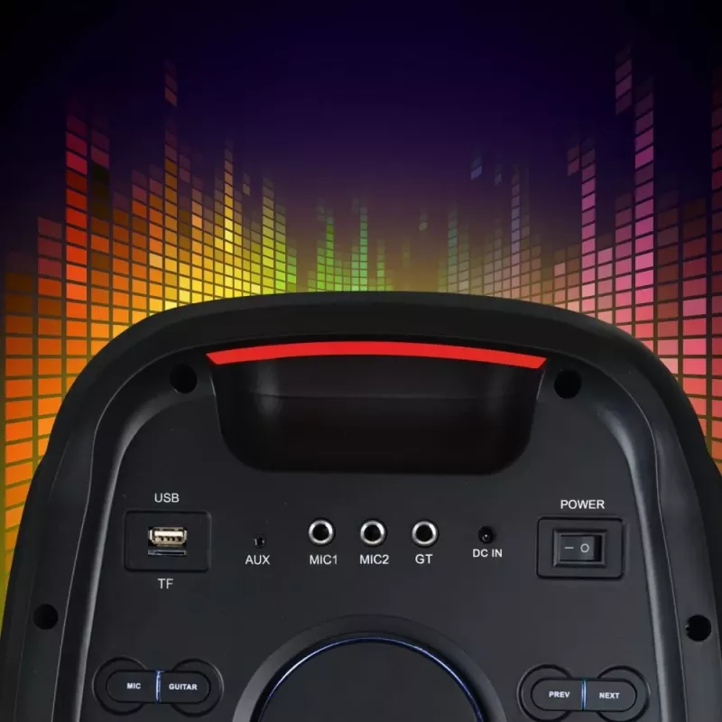 Głośnik przenośny MANTA ATTIS SPK0802 120W, Bluetooth, wejście przewodowe, akumulator, FM, oświetlenie LED