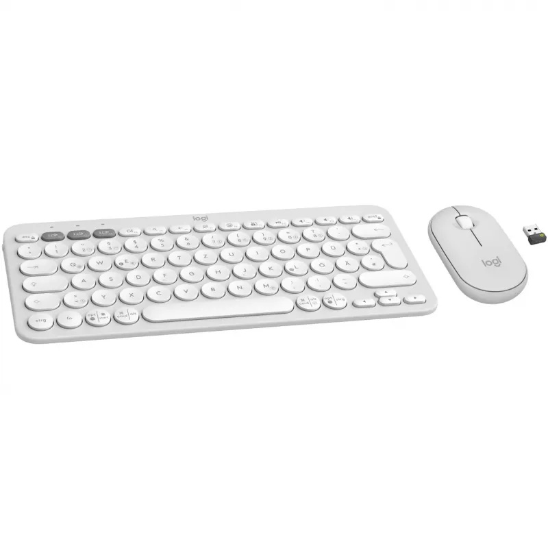 Logitech Pebble 2 Combo Set, Biały, Bezprzewodowy, Niemiecki, 920-012204
