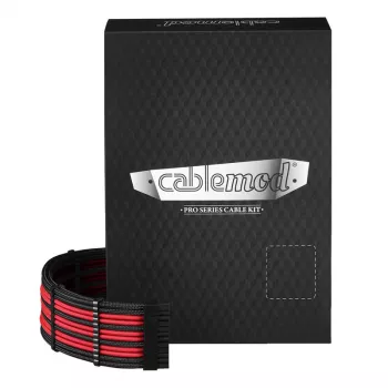 Zestaw kabli zasilających CableMod PRO Series ModMesh C-Series dla Corsair RMi/RMx — kable w oplocie czarno-czerwonym