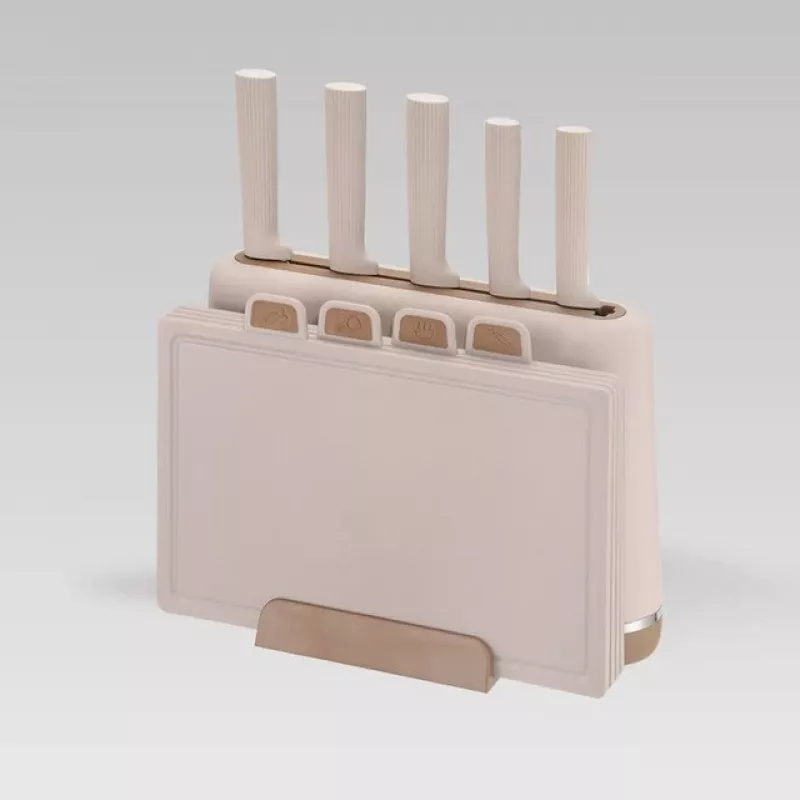 Maestro MR-1412-BEIGE zestaw noży z blokiem + zestaw desek do krojenia Beżowy
