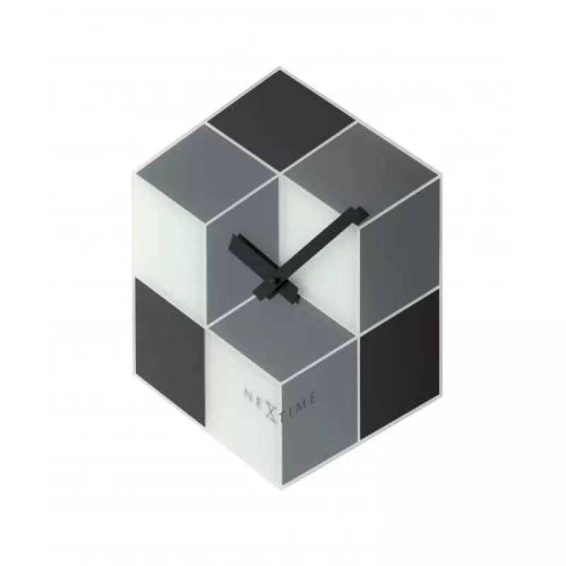 NeXtime klok 8171 Cubic, 43,5x37 cm, Ścienny, Czarny/Biały/Szary