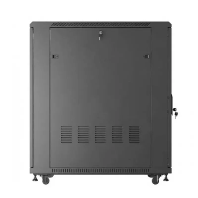 Szafa rack 19 cali LANBERG 22U 600x1000 mm, czarna, szklane drzwi przednie i tylne
