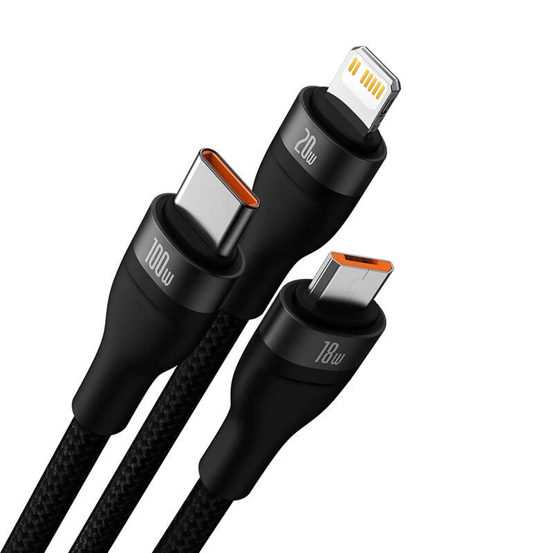 Kabel USB Baseus CASS030101 1.2m USB A/USB C USB C/Micro-USB B/Lightning Czarny